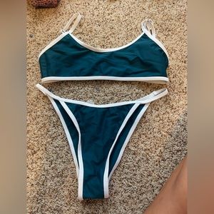Cute blue with white lining bikini set